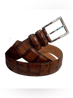 Men's Martin Dingman Alligator Grain Brown Embossed Leather Belt size 38